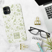 Serene vogels en bloemen gemonogrammeerd Case-Mate iPhone case