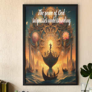 Serene Voyage: Boot drijft op water Poster