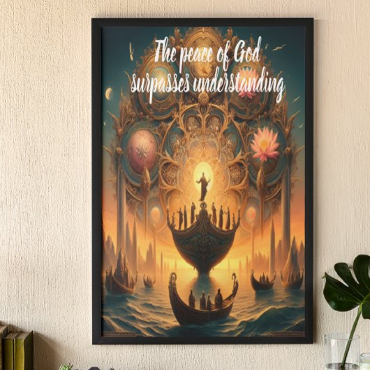 Serene Voyage: Boot drijft op water Poster