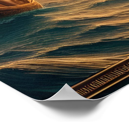 Serene Voyage: Boot drijft op water Poster (Hoek)