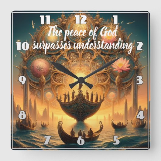 Serene Voyage: Boot drijft op water Vierkante Klok (Voorkant)