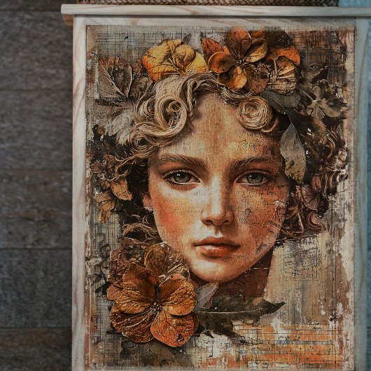 Serene Vrouw Decoupage Tissuepapier