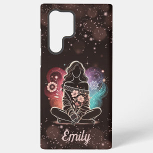 Serene vrouw in een kosmische bloemendroom samsung galaxy hoesje
