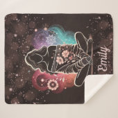 Serene vrouw in een kosmische bloemendroom sherpa deken (Voorkant (horizontaal))