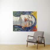 Serene Vrouw Lavendel Veld Sunset Textured Art Wandkleed (In Situ (horizontaal))