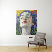 Serene Vrouw Lavendel Veld Sunset Textured Art Wandkleed (In situ)