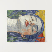 Serene Vrouw Lavendel Veld Sunset Textured Art Wandkleed (Voorkant (horizontaal))