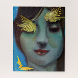 Serene Vrouw met Gouden Sprookjesachtige Vlinders Legpuzzel
