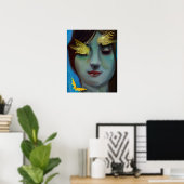 Serene Vrouw met Gouden Sprookjesachtige Vlinders Poster (Thuiskantoor)