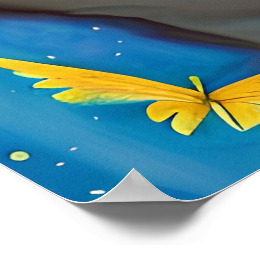 Serene Vrouw met Gouden Sprookjesachtige Vlinders Poster (Hoek)