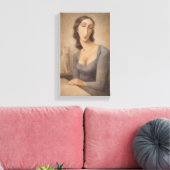 Serene vrouw met haar kat canvas afdruk (Insitu (Woonkamer))
