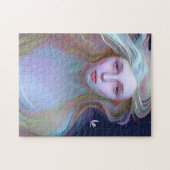 Serene vrouw met traan in haar oog legpuzzel (Horizontaal)