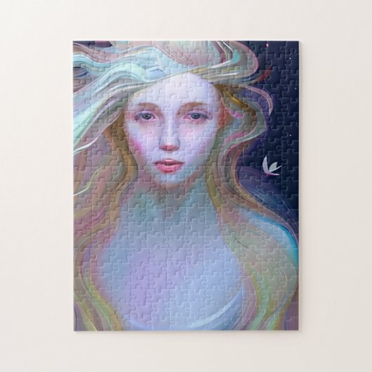 Serene vrouw met traan in haar oog legpuzzel (Verticaal)