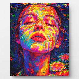 Serene Vrouw Onderwater Regenboog Kleuren Impasto Fotoplaat