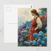 Serene Vrouw Te midden van Kleurrijke Hydrangeas Briefkaart (Voorkant / Achterkant)
