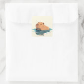 Serene Wading Capybara Illustratie Vierkante Sticker (Tas)