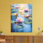 Serene Water Lily Pond Fine Art Canvas Afdruk (Insitu (Woonkamer))