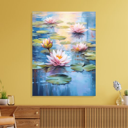 Serene Water Lily Pond Fine Art Canvas Afdruk (Insitu (Woonkamer))