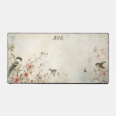 Serene Watercolor Birds and Spring Flowers Bureaumat (Voorkant)