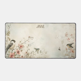 Serene Watercolor Birds and Spring  Flowers Bureaumat