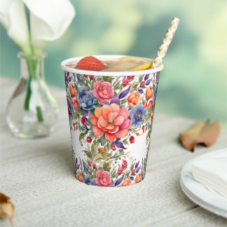 Serene Watercolor Bloem PD Papieren Bekers