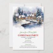 Serene watercolor Christmas scene festive city   Kaart (Voorkant)