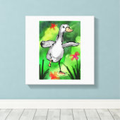 Serene Watercolor Duck Pond Canvas Print (Insitu (Houten vloer))