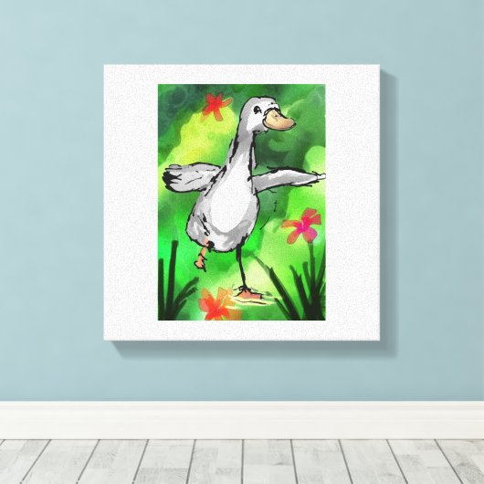 Serene Watercolor Duck Pond Canvas Print (Insitu (Houten vloer))