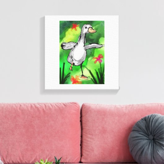 Serene Watercolor Duck Pond Canvas Print (Insitu (Woonkamer))