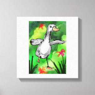 Serene Watercolor Eenden Vijver Canvasprint Canvas Afdruk