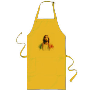 Serene Watercolor Jesus Christ Portrait - Spiritua Lang Schort