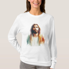 Serene Watercolor Jesus Christ Portrait - Spiritua T-shirt