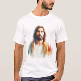 Serene Watercolor Jesus Christ Portrait - Spiritua T-shirt
