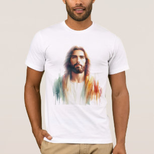 Serene Watercolor Jesus Christ Portrait - Spiritua T-shirt