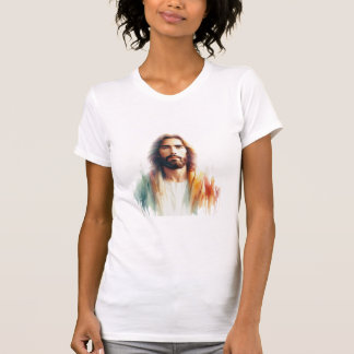 Serene Watercolor Jesus Christ Portrait - Spiritua T-shirt
