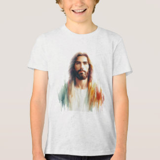 Serene Watercolor Jesus Christ Portrait - Spiritua Tri-Blend Shirt