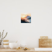 Serene Watercolor Mountain Landscape Wall Art Poster (Keuken)