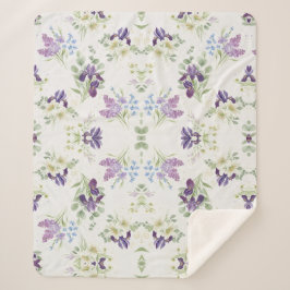 Serene Watercolor Spring Bouquet Pattern Sherpa Deken