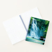 Serene Waterfall in Bleek Blue en Green Notitieboek (Binnen)