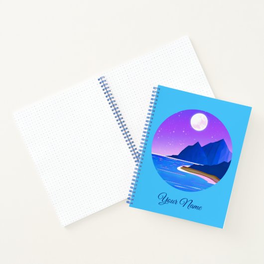 Serene Waterfall in Bleek Blue en Green Notitieboek (Binnen)