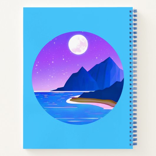 Serene Waterfall in Bleek Blue en Green Notitieboek (Achterkant)