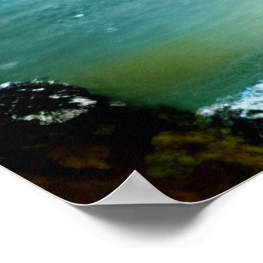 Serene Waterfall in Bleek Blue en Green Poster (Hoek)