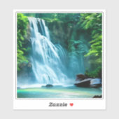 Serene Waterfall in Bleek Blue en Green Sticker (Vel)