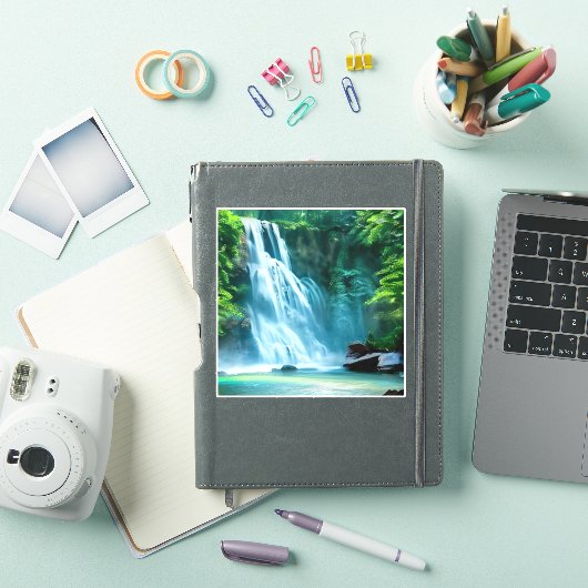 Serene Waterfall in Bleek Blue en Green Sticker (iPad Cover)