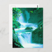 Serene Waterfall in Blue en Green Briefkaart (Voorkant / Achterkant)