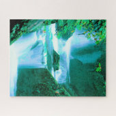 Serene Waterfall in Blue en Green Legpuzzel (Horizontaal)