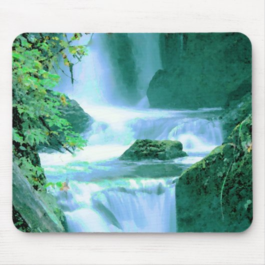 Serene Waterfall in Blue en Green Muismat (Voorkant)
