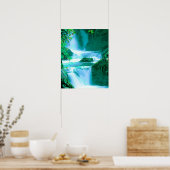 Serene Waterfall in Blue en Green Poster (Keuken)
