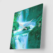 Serene Waterfall in Blue en Green Vierkante Klok (Hoek)