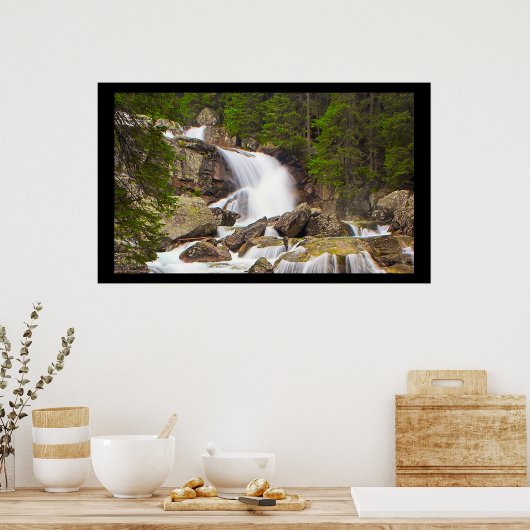 Serene Waterfall Poster - High Tatras Slowakije (Keuken)
